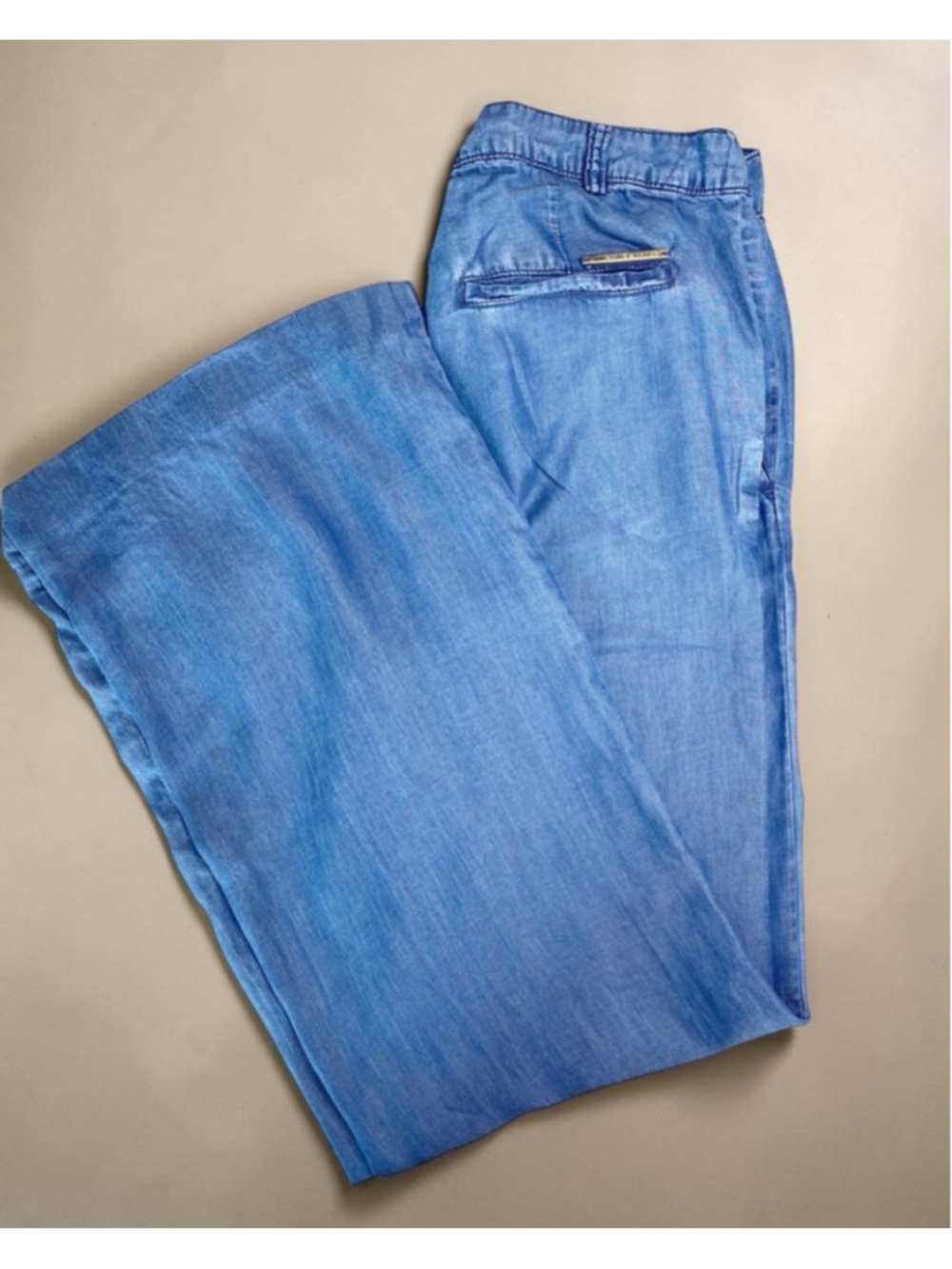 Women's Michael Kors Blue Chambray Wide Leg Pants S - Picture 4 of 9